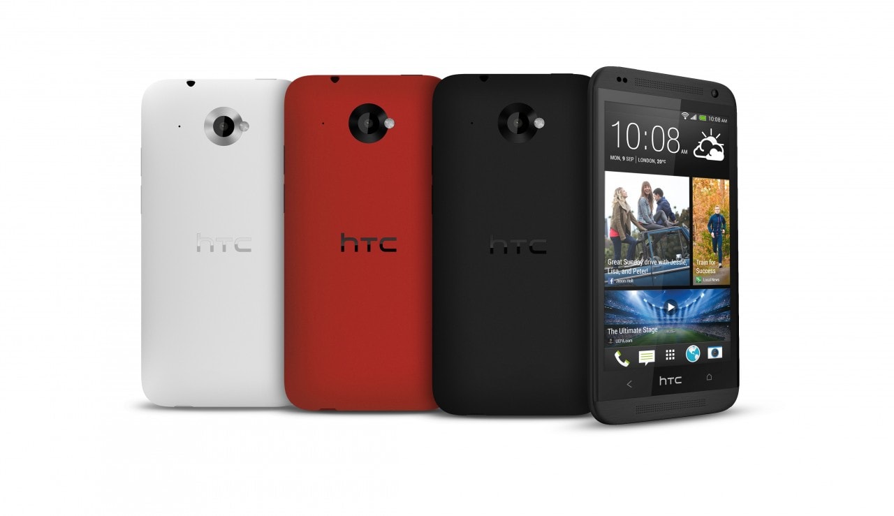 HTC Desire 601 (Zara) y Desire 300 oficial, junto con One mini "Azul vivo" y el altavoz BoomBass