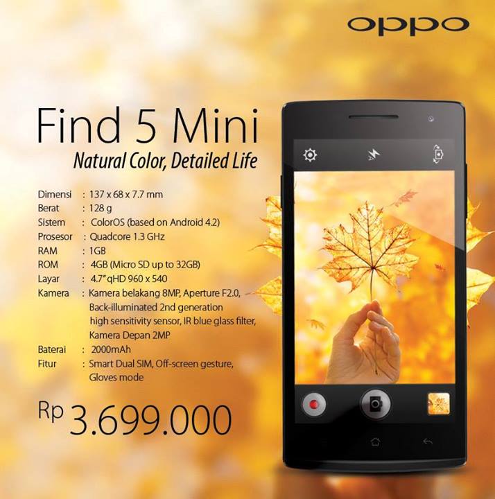Oppo Find 5 Mini ufficiale in Indonesia