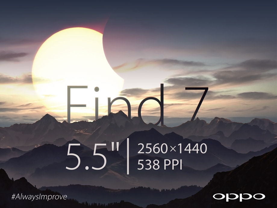 Oppo Find 7: confermato il display da 5,5'' a 2.560 x 1.440 pixel e 538 ppi