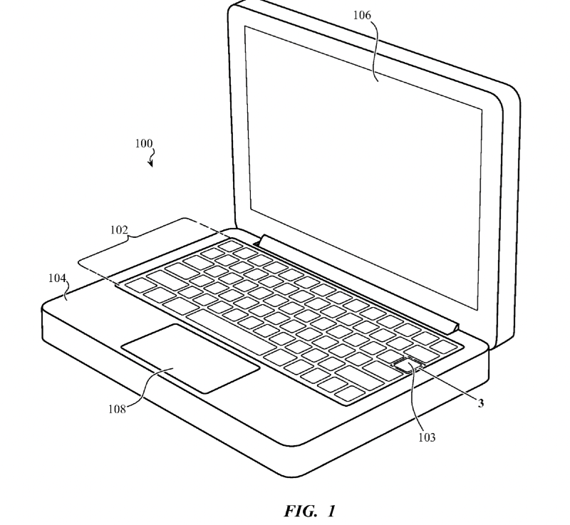 Ilustración: Patente: una capa flexible para proteger el teclado de Macs