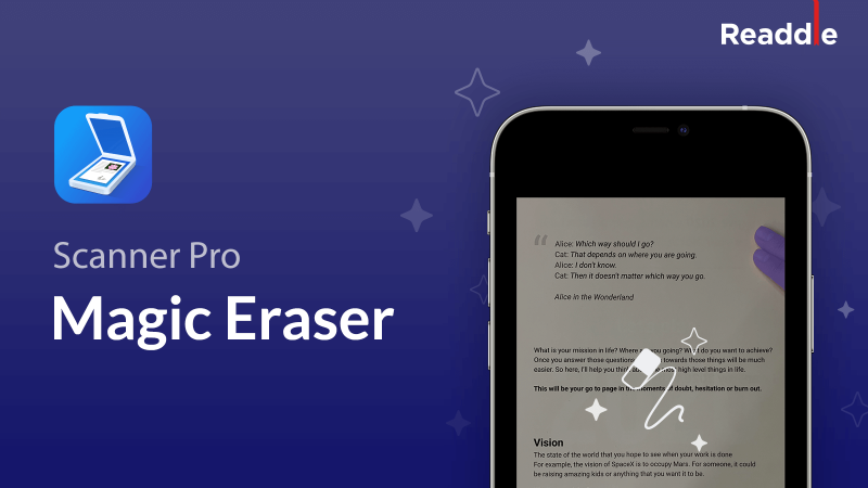 Ilustración: Scanner Pro (Readdle) presenta una nueva función Magic Eraser mejorada.  AI