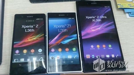 Sony Xperia Z1 a fianco di Xperia Z e Z Ultra
