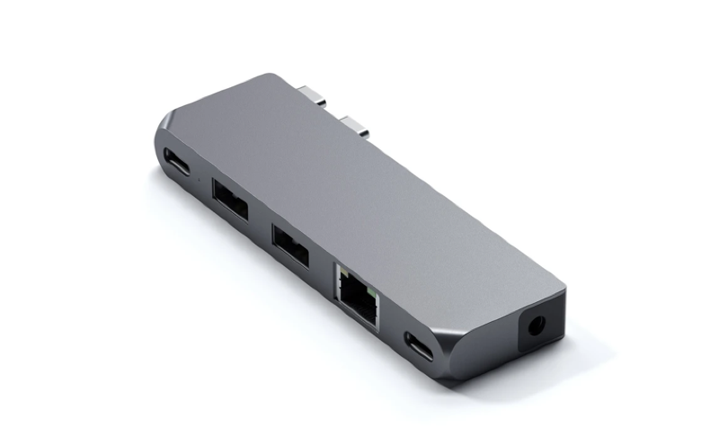 Ilustración: Un hub para el nuevo MacBook Pro con Ethernet y USB-C / USB-A en Satechi