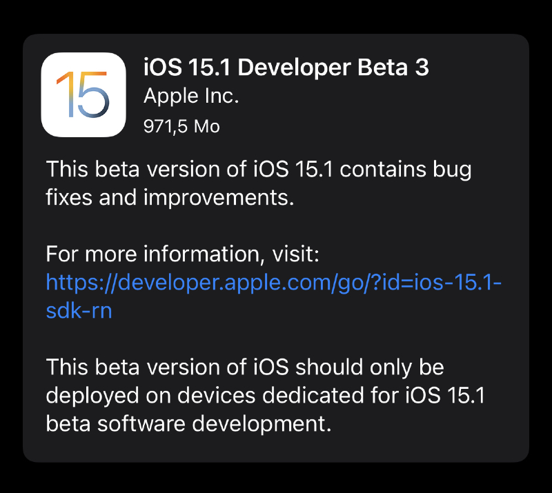 Afbeelding: A b & ecirc;  ta 3 voor iOS / iPadOS / tvOS 15.1 / watchOS 8.1 yab & ecirc;  ta 9 voor macOS Monterey