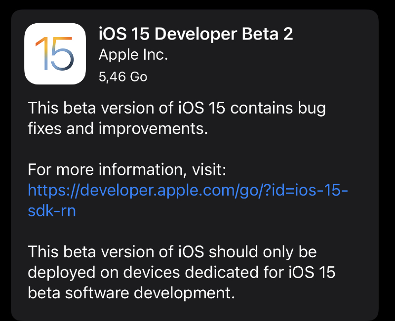 Ilustración: una nueva versión de iOS / iPadOS 15 beta 2 para desarrolladores