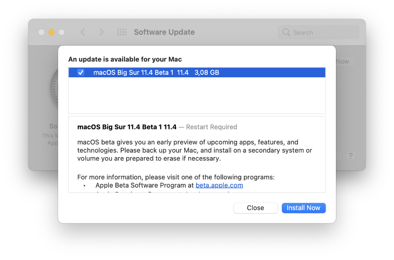 Ilustración: Una primera beta para macOS 11.4 Big Sur