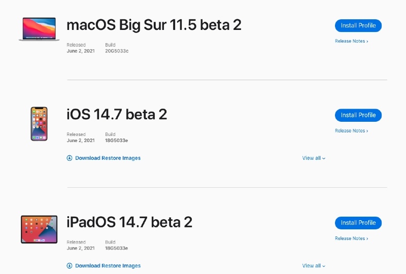 Ilustración: Una segunda versión beta para iOS / iPadOS / tvOS 14.7, watchOS 7.6 y macOS 11.5
