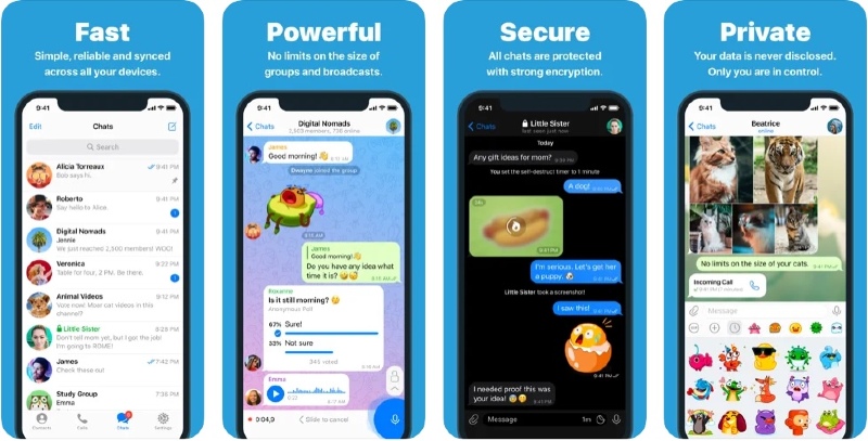 Illustratie: groepsvideogesprekken en geanimeerde achtergronden voor Telegram op iOS