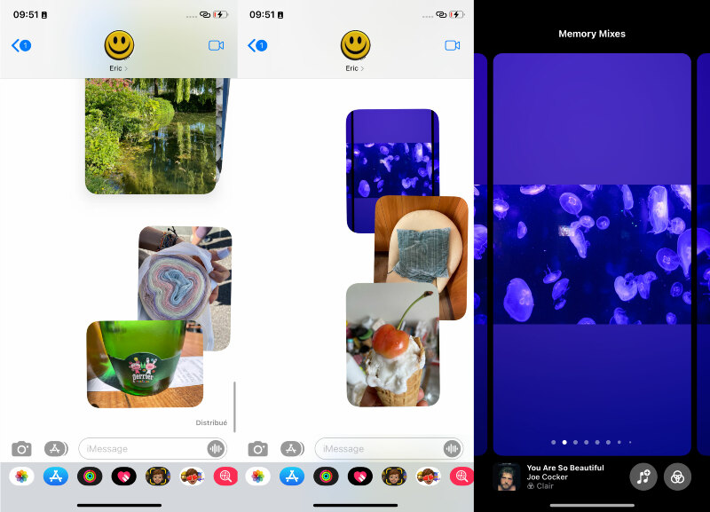 Ilustración: iOS 15 apila fotos en Mensajes (nueva apariencia)