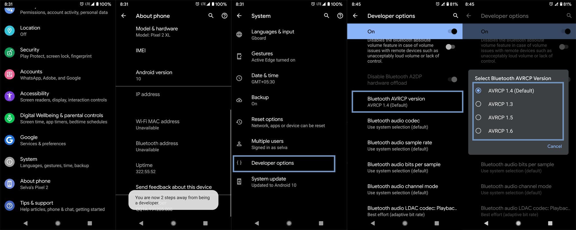 Cambiar la versión de Bluetooth AVRCP Android