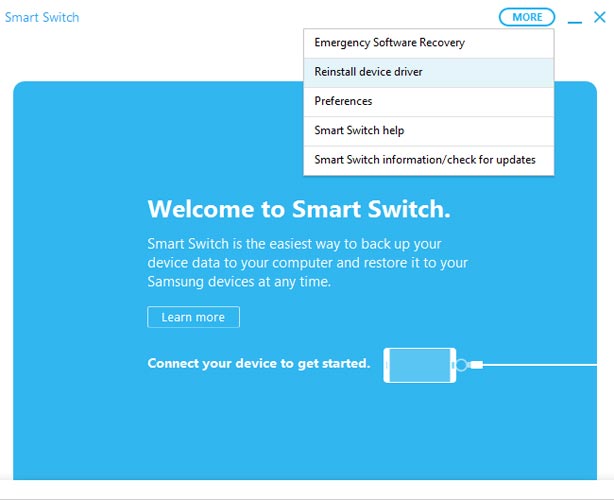 Instalación del controlador del dispositivo Samsung SmartSwitch