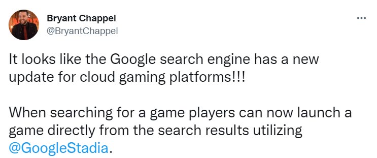 Tweet Google Search ahora muestra enlaces de Direct Cloud Games