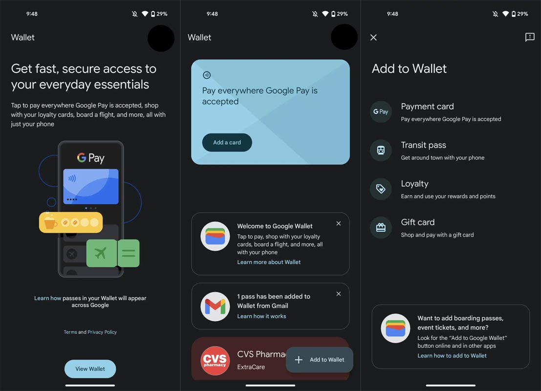 Google Wallet Android Capturas de pantalla