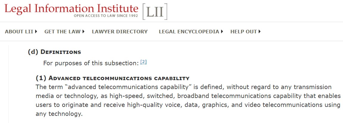 Declaración legal oficial de la velocidad de Internet de la FCC