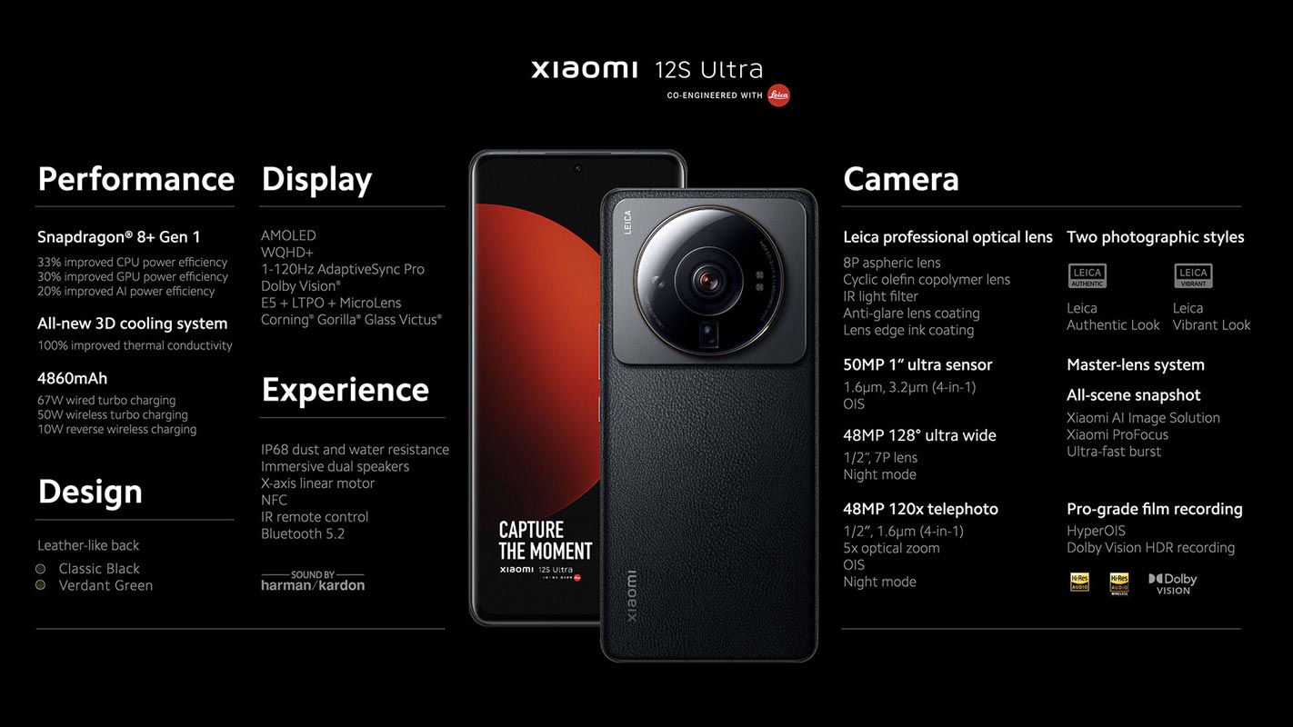 Hoja de especificaciones de Xiaomi 12S Ultra