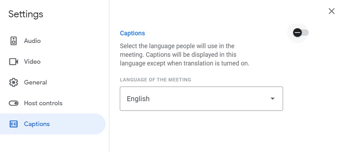 Subtítulos traducidos en vivo Google Meet
