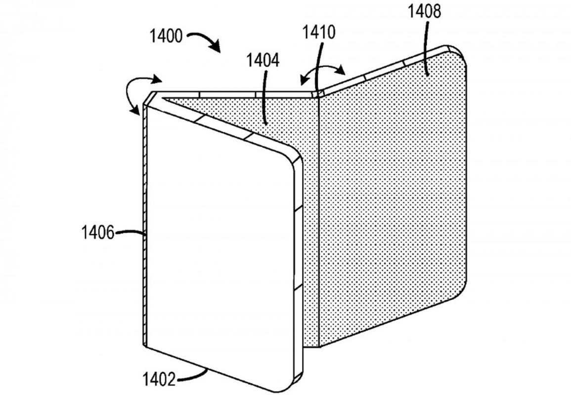 Patente de teléfono de superficie de tres pliegues de Microsoft