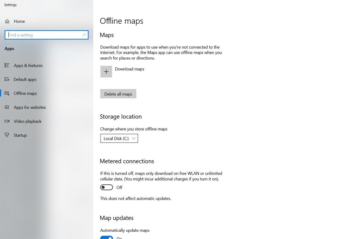 Configuración de mapas sin conexión PC con Windows