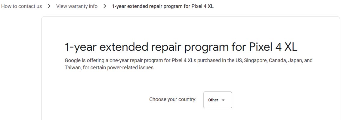 Google extiende la garantía de problemas relacionados con la energía de Pixel 4 XL por un año