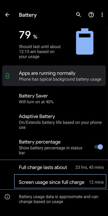 Captura de pantalla del problema de la batería de Google Messages
