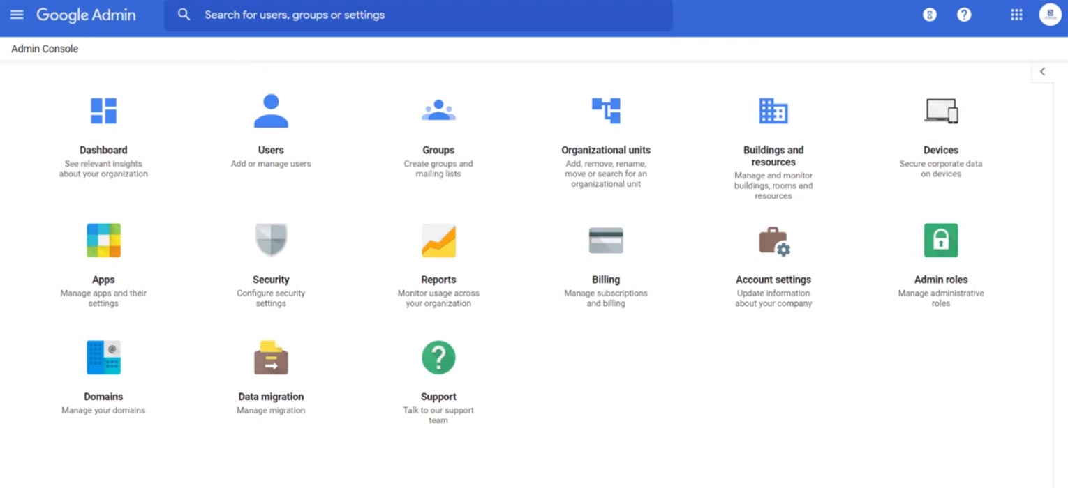 Consola de administración de Google Workspace