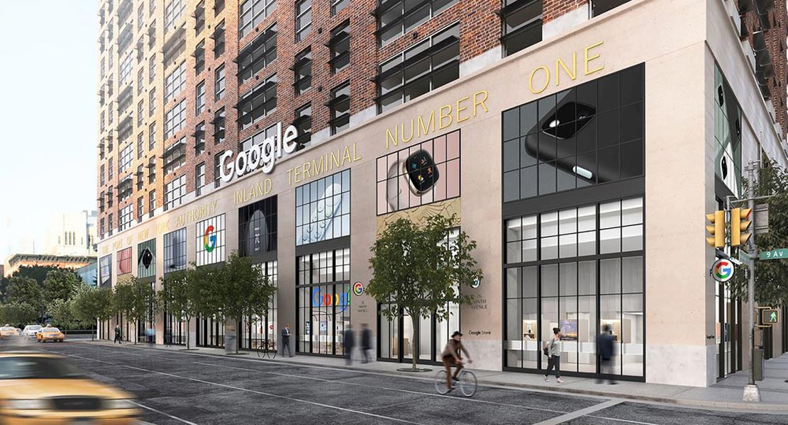 Vista exterior de la tienda física de Google Nueva York