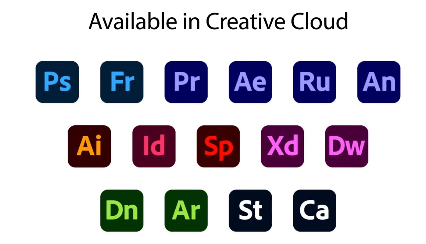 Aplicaciones disponibles en Adobe Creative Cloud