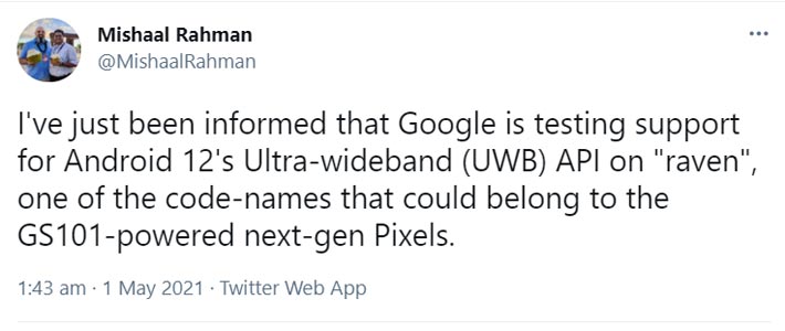 Google Pixel 6 tendrá conectividad UWB