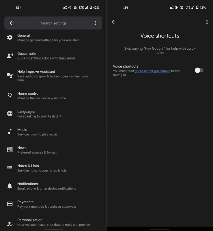 Configuración del asistente de Google Guacamole en Android 12