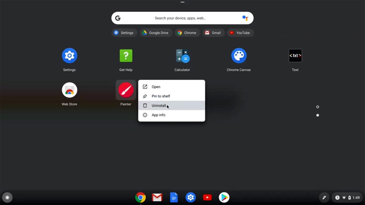 Desinstalar la aplicación Google Chrome OS
