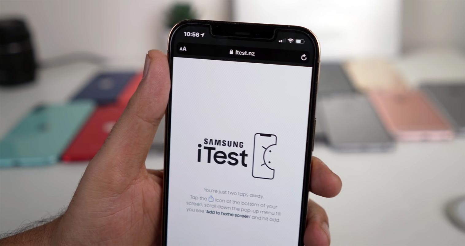 Página de inicio del sitio web Samsung iTest