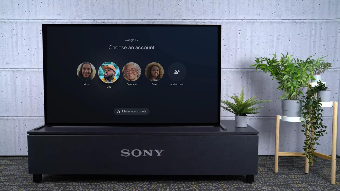 Selección de perfil de Google TV en Sony Xperia TV