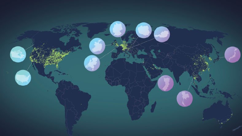 Mapa que muestra la propagación de 5G en el mundo en 2020