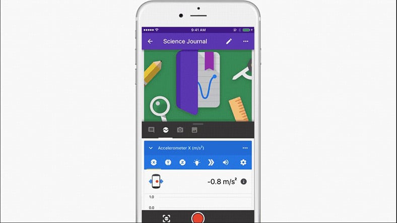 Aplicación Google Science Journal convertida en cuaderno digital